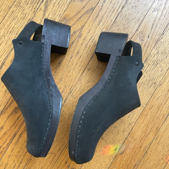 Bryr Daphne Monochrome Black Leather Clogs 40 - Picture 3 of 10